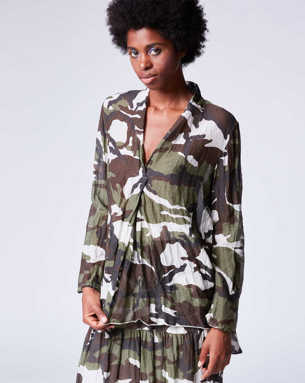 baci Camo Blouse Beige Camo