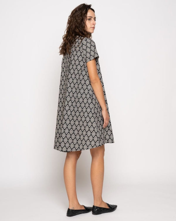 Baci Contrast Babydoll Tile Dress White