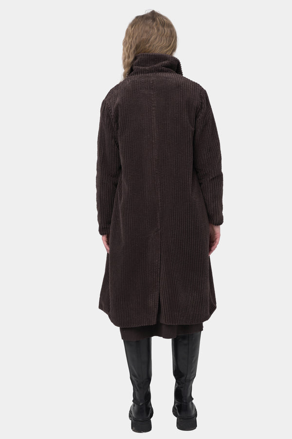 Baci Corduroy Double-Breasted Overcoat Dark Blue