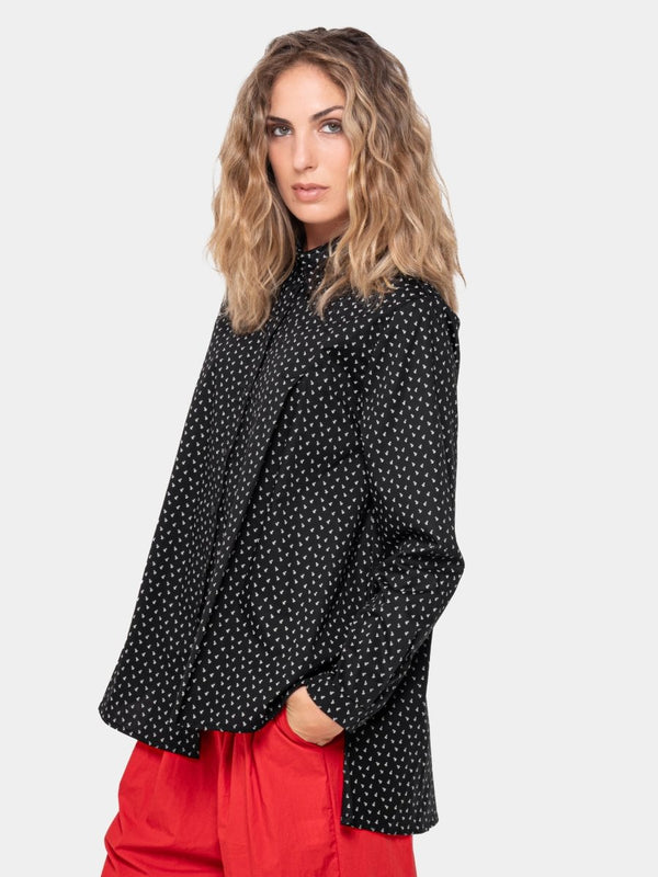 Baci Cotton Button Up Shirt Black