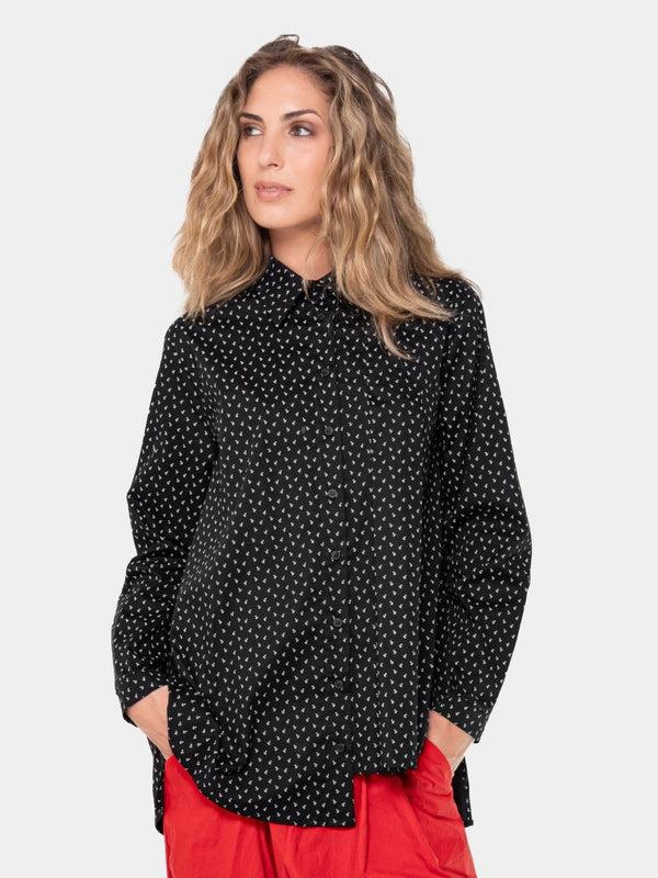 baci Cotton Button Up Shirt Black
