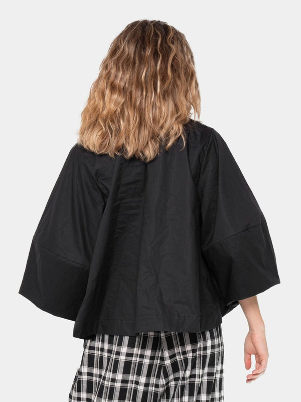 Baci Cotton Cropped Flare Blouse Black