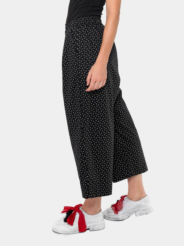 Baci Cotton Elastic Waist Cropped Pant Black