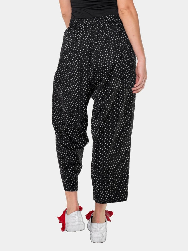 Baci Cotton Elastic Waist Cropped Pant Black