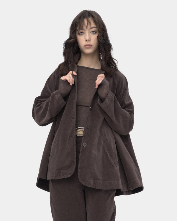 Baci Cotton Flare Button Coat Black