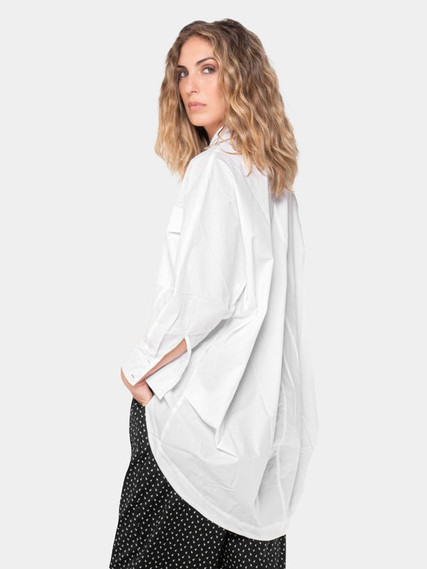 Baci Cotton Hi-Low Shirt With Pockets Black