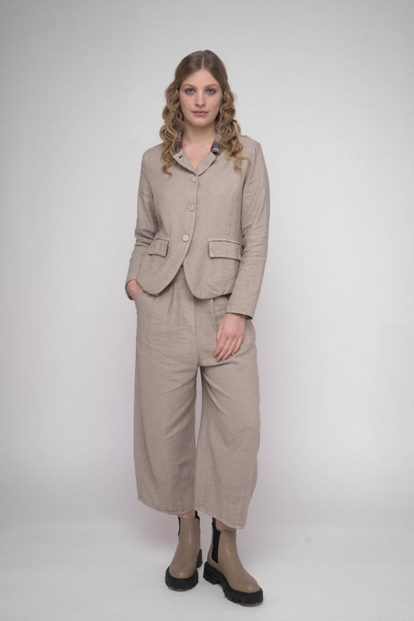 Baci Cotton Linen Blend Cropped Jacket Espresso
