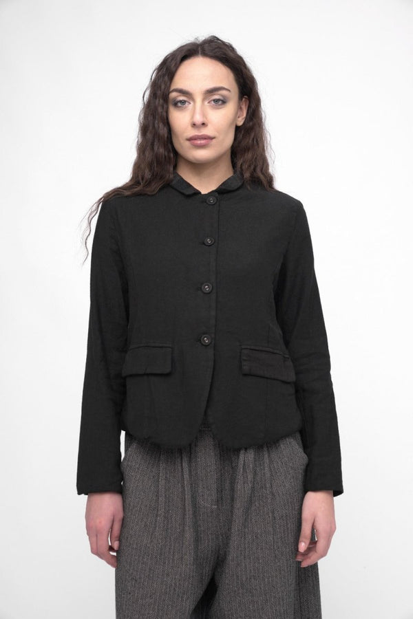 Baci Cotton Linen Blend Cropped Jacket Espresso