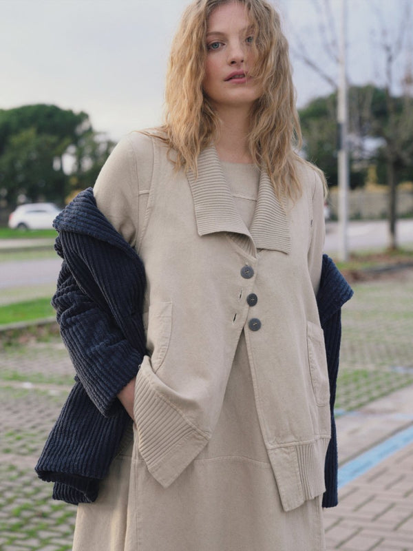 Baci Cotton Linen Cargo Sweater Vest Beige