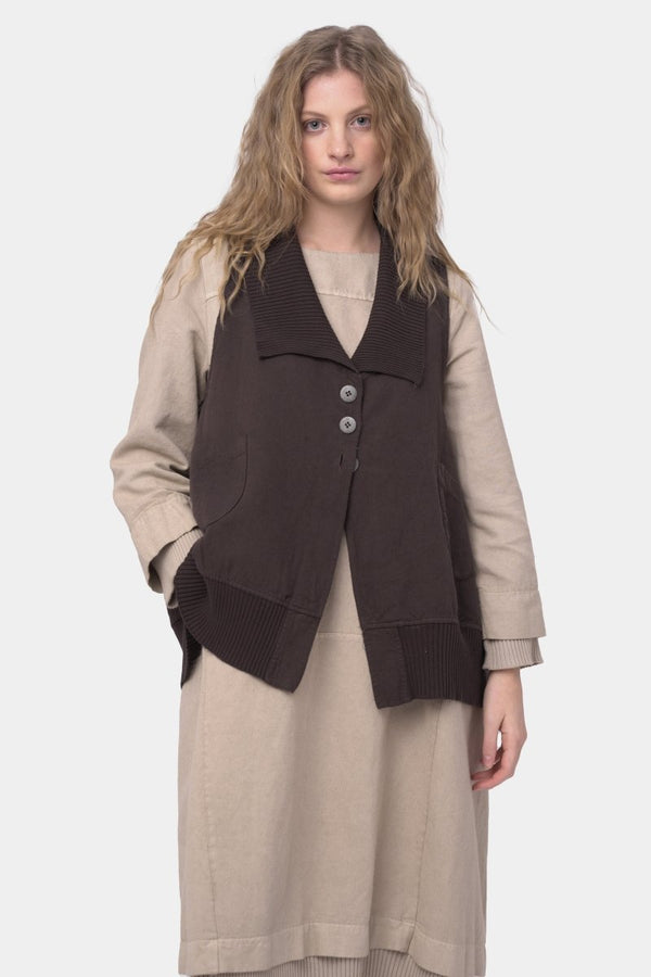 Baci Cotton Linen Cargo Sweater Vest Beige