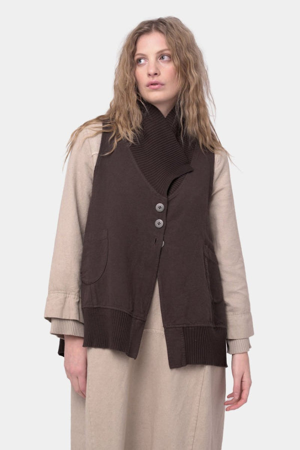 baci Cotton Linen Cargo Sweater Vest Beige