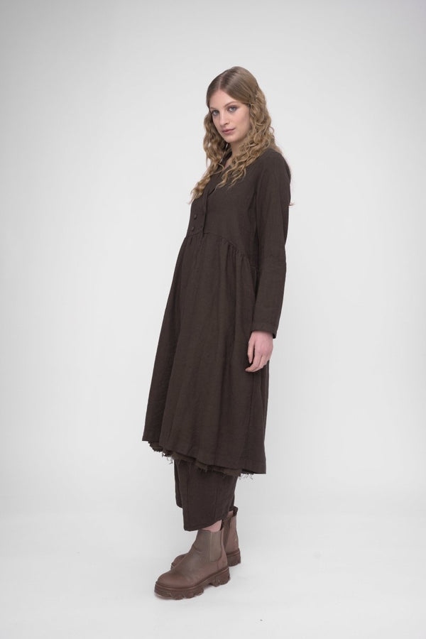 Baci Cotton Linen Overcoat Dress Black