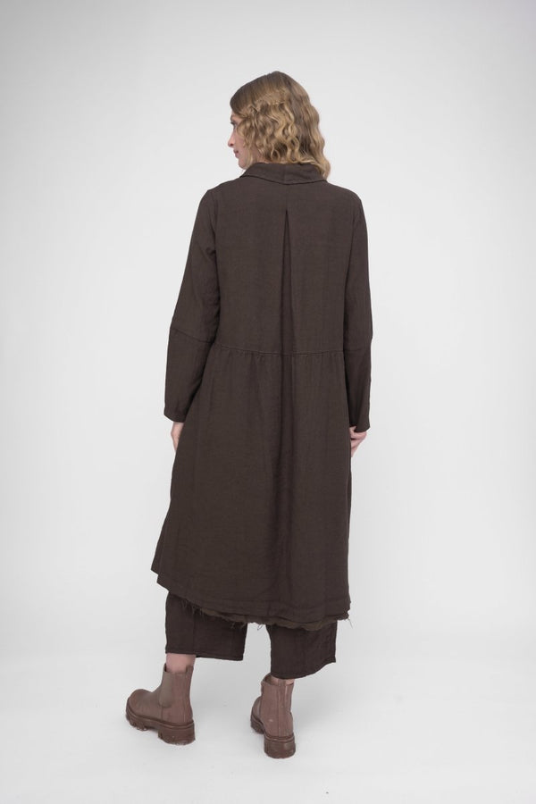 Baci Cotton Linen Overcoat Dress Black