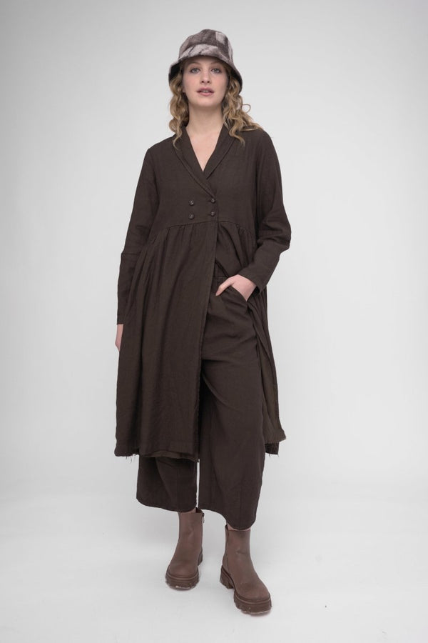Baci Cotton Linen Overcoat Dress Black