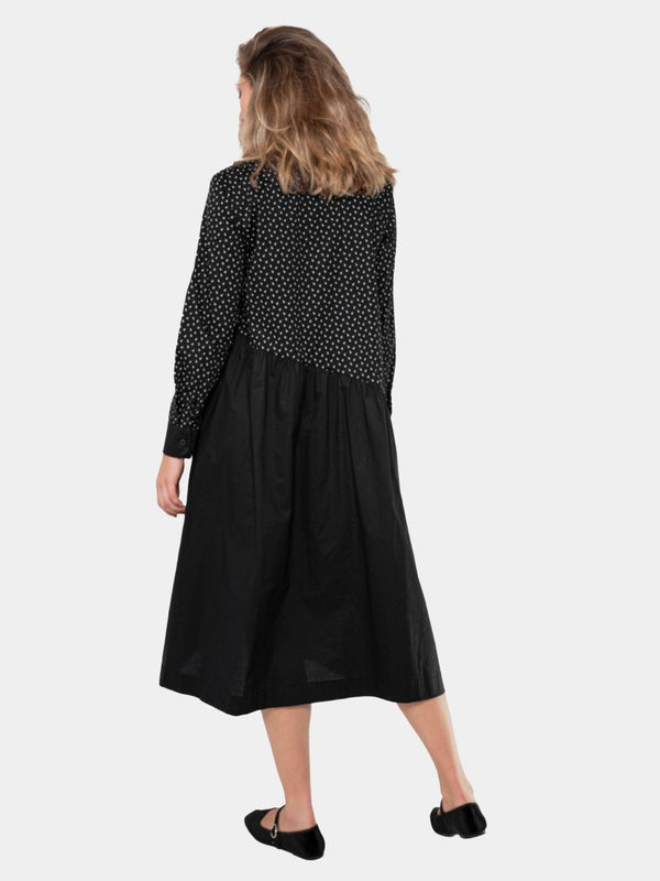 Baci Cotton Mixed Print Shirtdress Leaves & Black