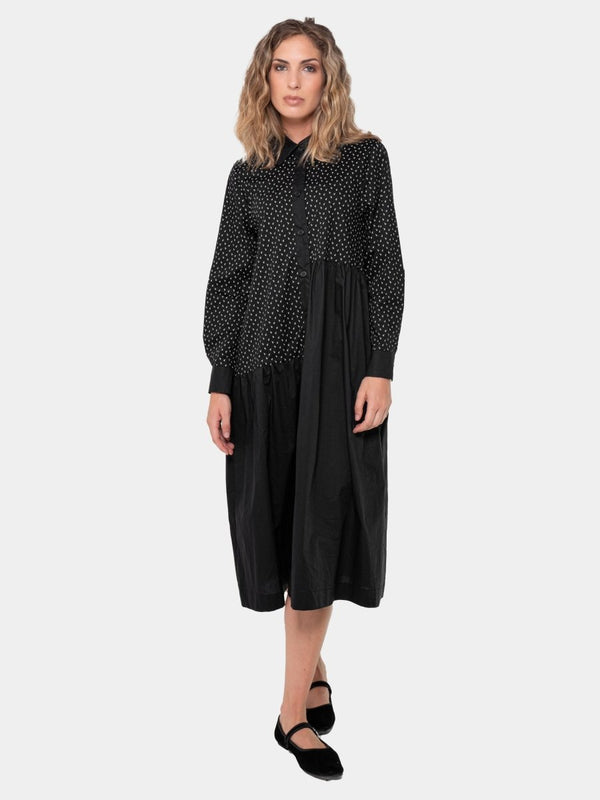 baci Cotton Mixed Print Shirtdress Leaves & Black