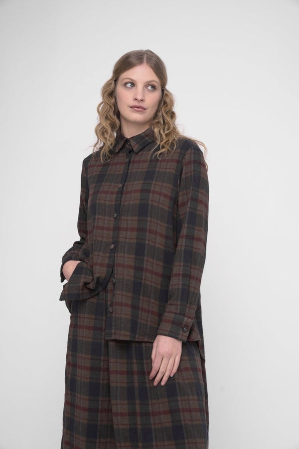 baci Cotton Plaid Button Up Shirt Black