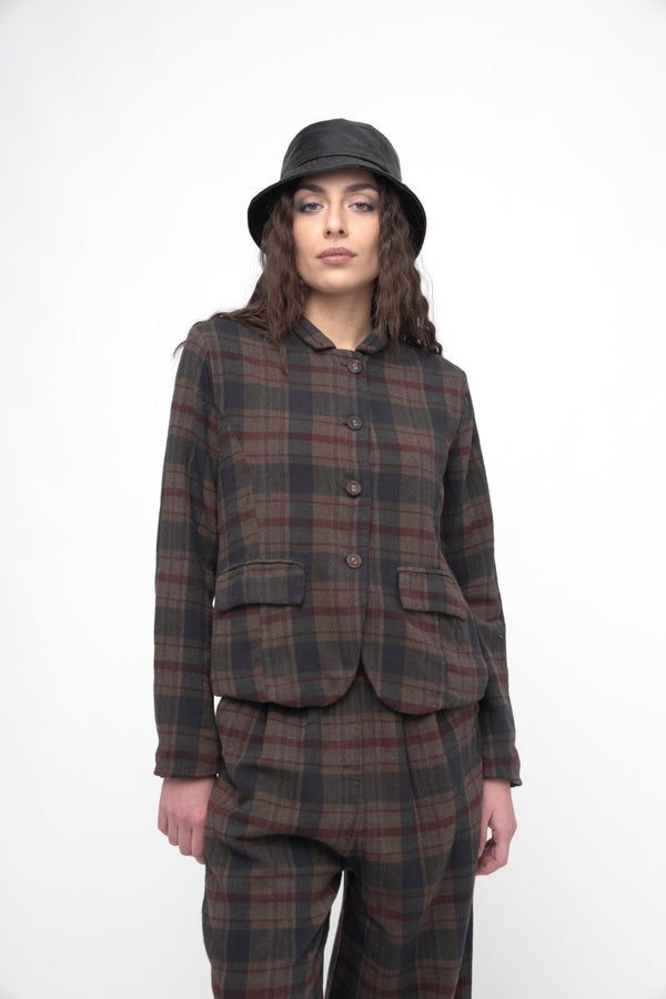Baci Cotton Plaid Cropped Jacket Black