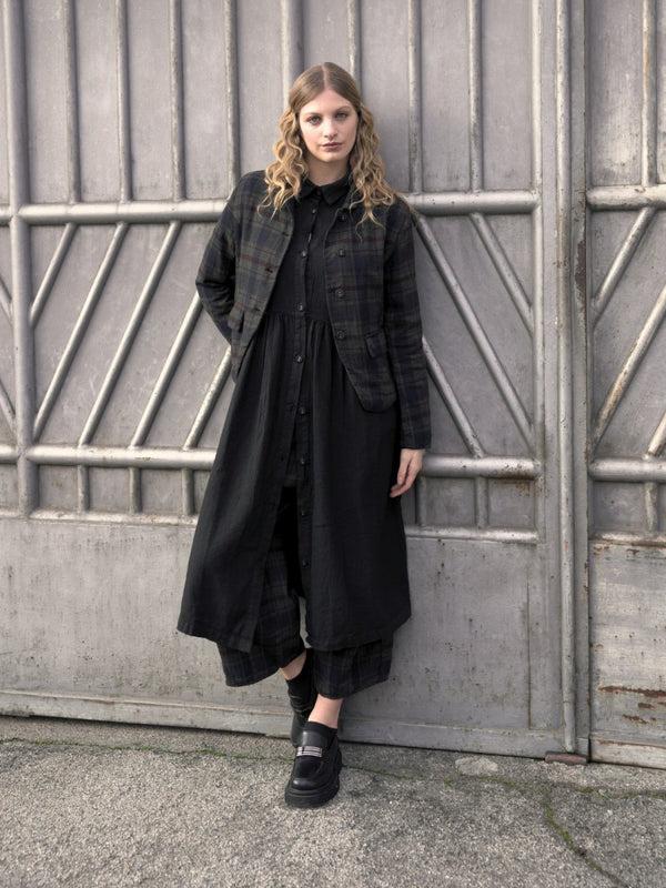 baci Cotton Plaid Cropped Jacket Black