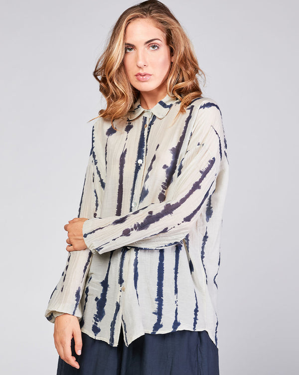 Baci Cotton Silk Blend Button-Up Shirt Camel