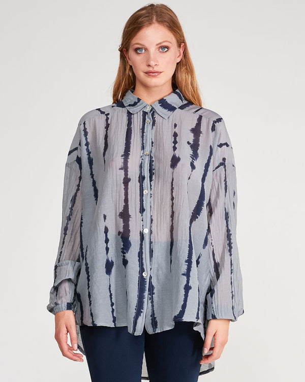 Baci Cotton Silk Blend Button-Up Shirt Camel