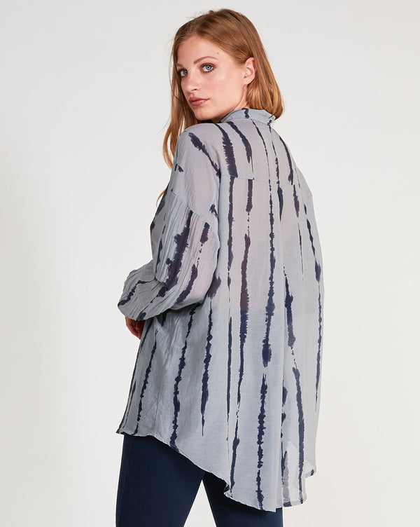 Baci Cotton Silk Blend Button-Up Shirt Camel