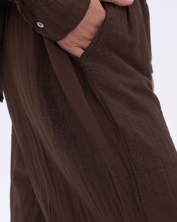 Baci Cotton Silk Blend Drawstring Pants Chocolate