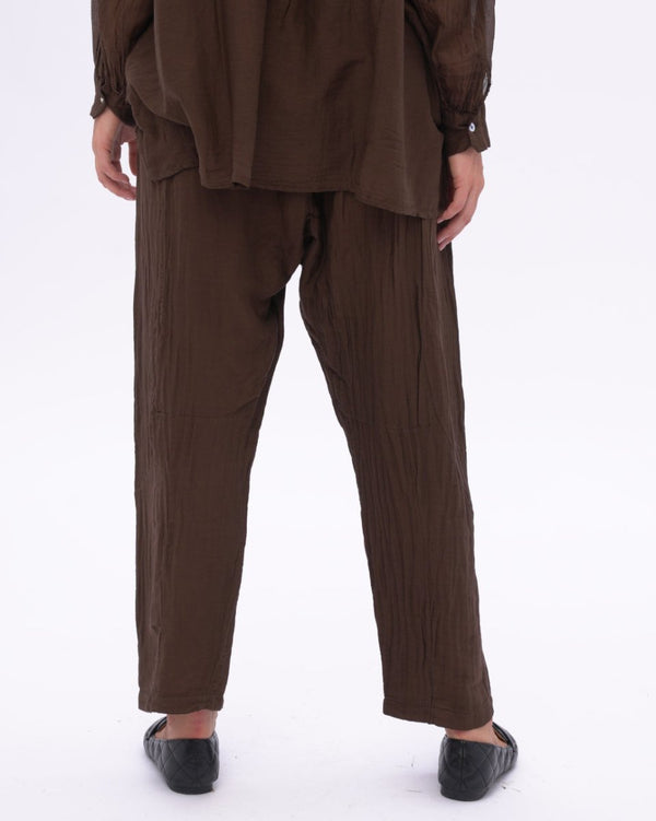 Baci Cotton Silk Blend Drawstring Pants Chocolate