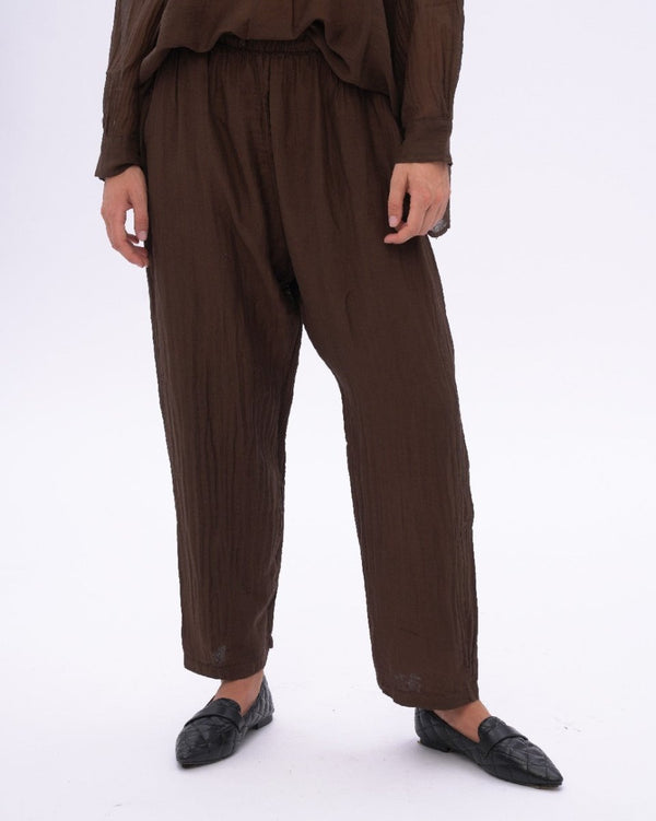 baci Cotton Silk Blend Drawstring Pants Chocolate