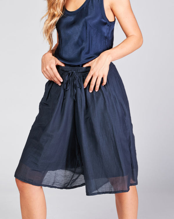 Baci Cotton Silk Blend Drawstring Shorts Juta