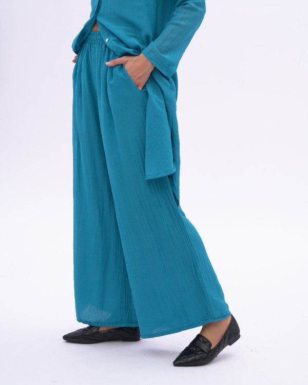 Baci Cotton Silk Blend Elastic Waist Pants Black