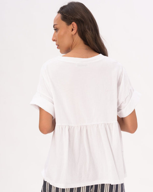 Baci Crewneck Rolled Short Sleeve Top Black