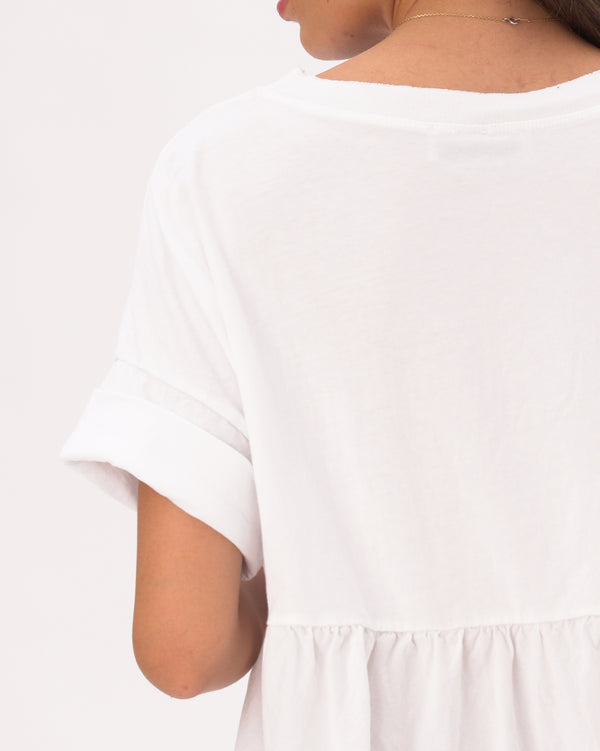 Baci Crewneck Rolled Short Sleeve Top Black