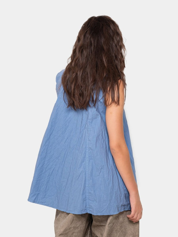 Baci Crinkled A-Line Button Down Tank Black