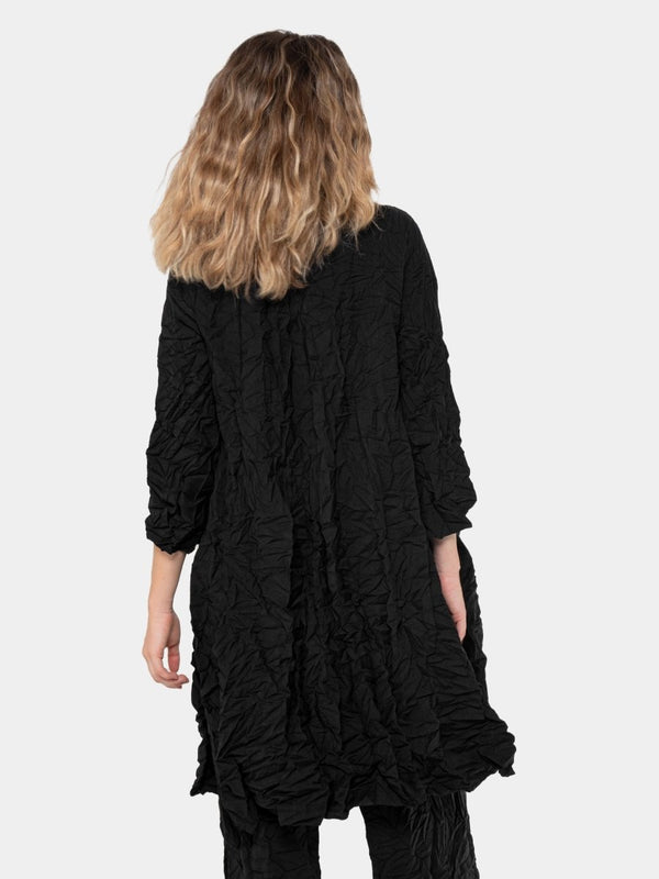 Baci Crinkled Hip Slit Tunic Black