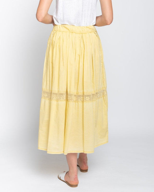 Baci Crochet Striped Drawstring Maxi Skirt Copper