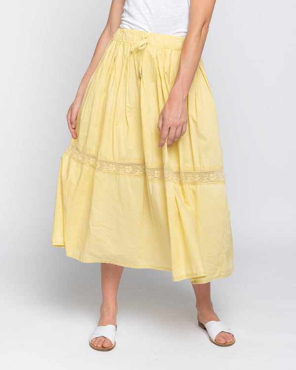 baci Crochet Striped Drawstring Maxi Skirt Copper