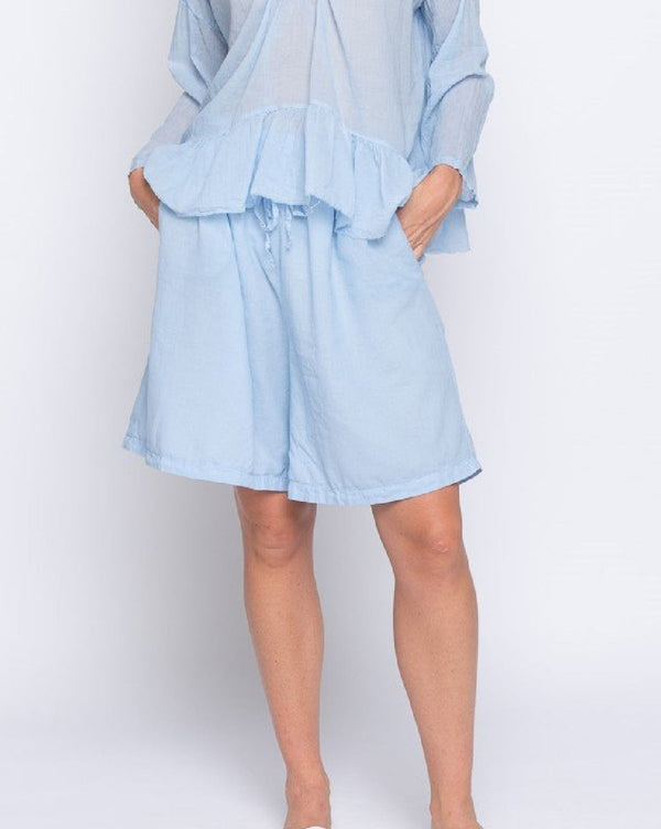 Baci Drawstring Cotton Elastic Shorts Green