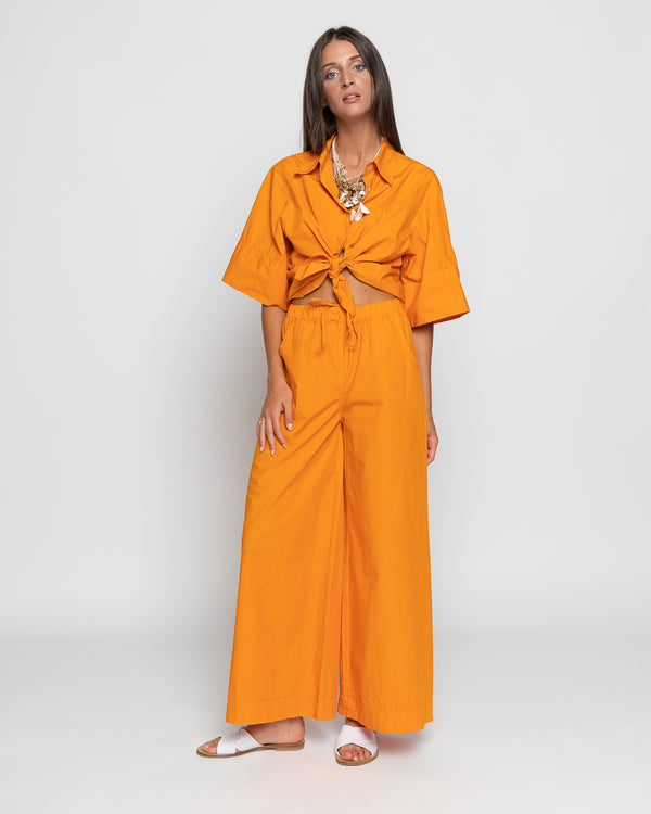 baci Drawstring Elastic Wide Leg Pant Navy