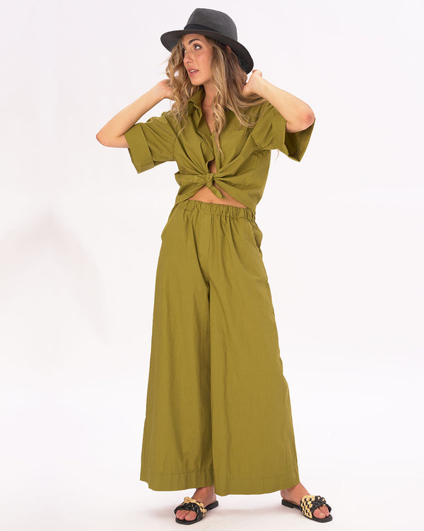 Baci Drop 3/4 Sleeve Cotton Button Up Shirt Black