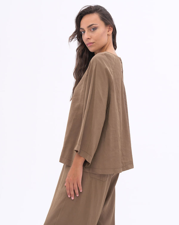 Baci Drop Sleeve Boat Neck Blouse Black