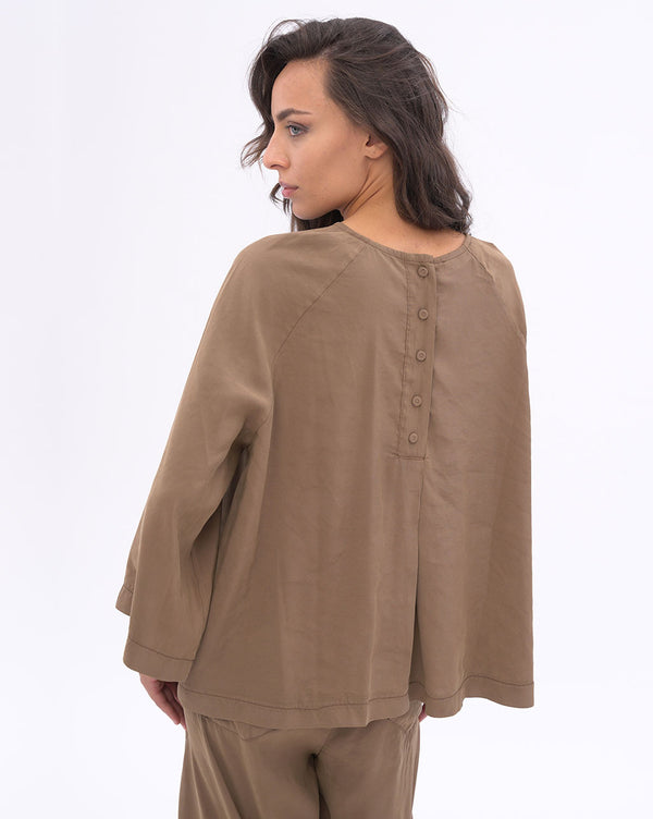 Baci Drop Sleeve Boat Neck Blouse Black