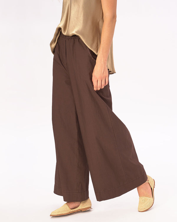 Baci Elastic Pleat Waist Cotton Palazzo Pant Black
