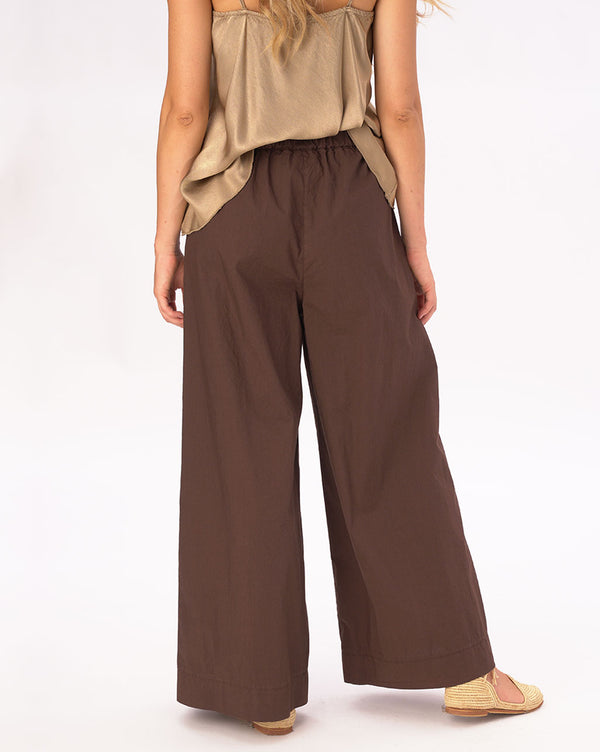 Baci Elastic Pleat Waist Cotton Palazzo Pant Black