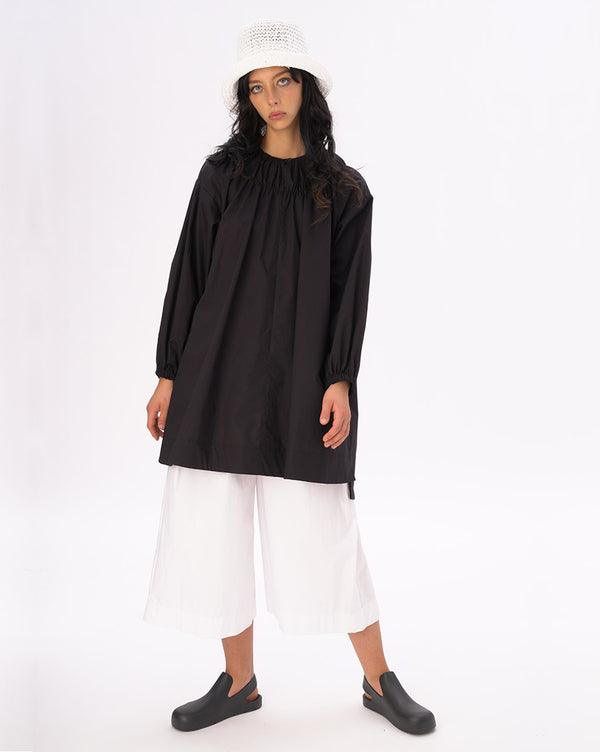 Baci Elastic Pleated Collar Tunic Black