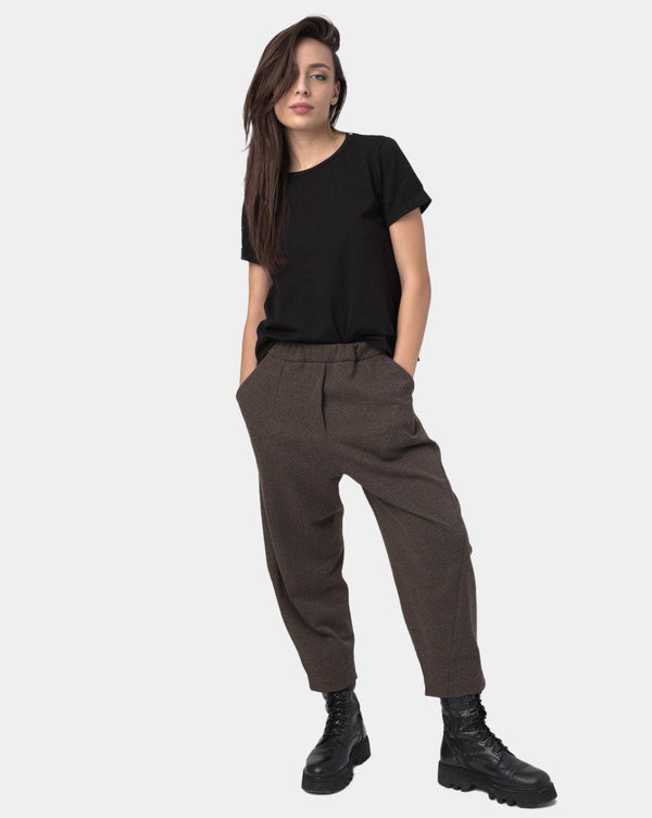 Baci Elastic Seamed Cotton Pant Black