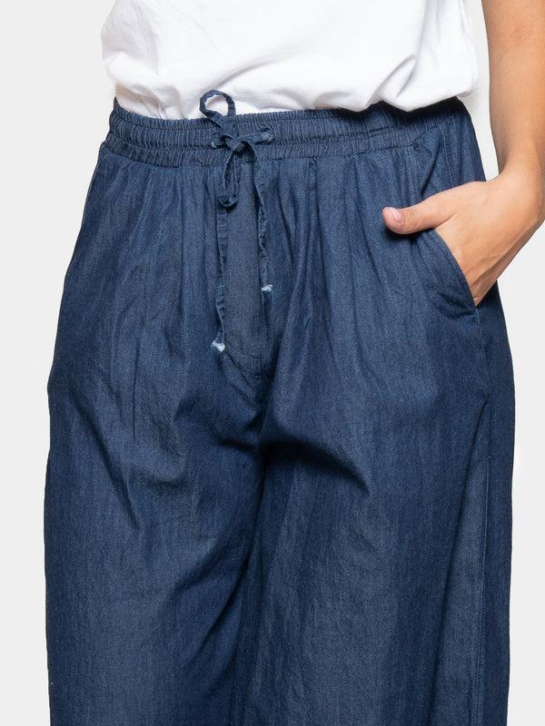 Baci Elastic Tie Waist Denim Culotte Indigo