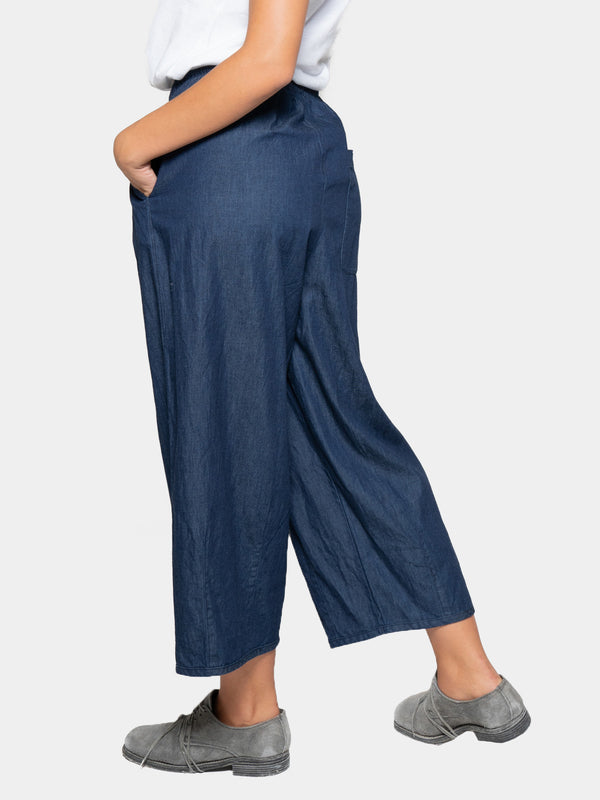 Baci Elastic Tie Waist Denim Culotte Indigo
