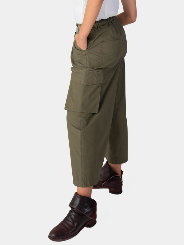 Baci Elastic Waist Cotton Cargo Pant Bianco