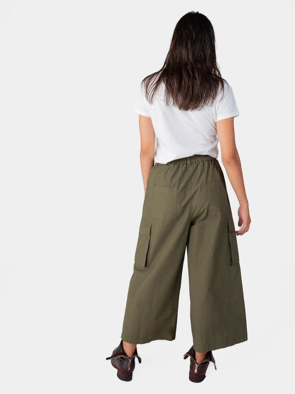 Baci Elastic Waist Cotton Cargo Pant Bianco